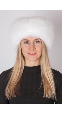 White fox fur headband-neck warmer